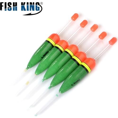 FISH KING 10pcs 3g 5g 7g Barguzinsky Fir Fishing Float Bobber Set Vertical Buoy For Carp Fishing tackle Pesca With Light Stick