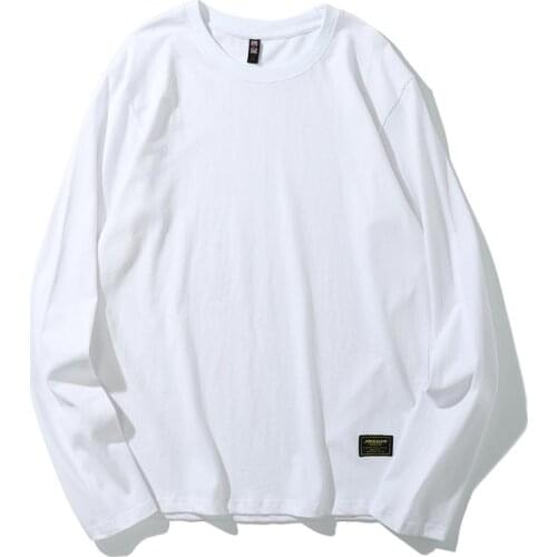 Hot Sale 2019 original mens pure color Solid style T-shirt long sleeve t-shirt Oversized loose 100% Cotton Full t-shirt