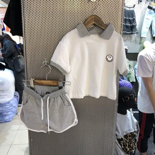 2 3 4 5 6 Years Toddler Kids Clothing Sets Korean Casual Short-sleeved T-shirt Shorts Sport Suit for Girl Boys Clothes Summer