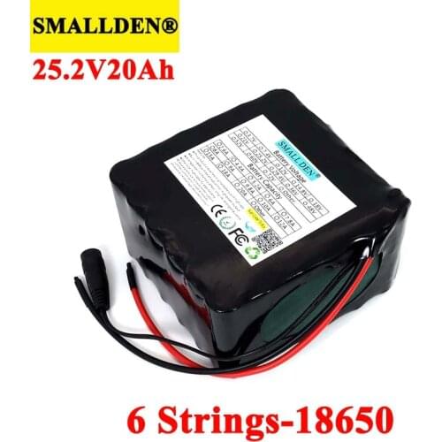 SMALLDEN 24V 20Ah 6S6P 18650 li-ion Rechargeable battery pack golf cart Electric bicycle moped batteries with 25.2V BMS