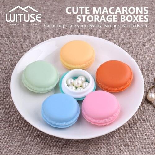 Mini Macaron Cases Design Portable Mini Jewelry Storage Box Jewelry Ring Necklace Carrying Case Organizer Candy Color