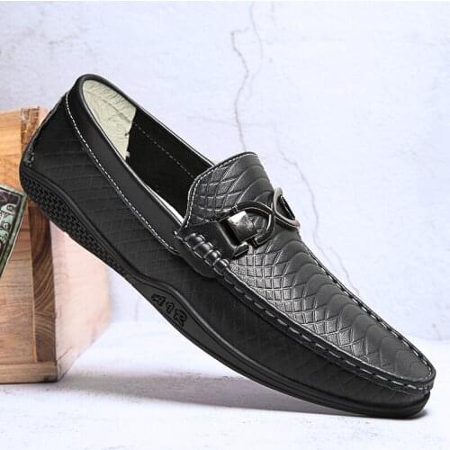 Mens Shoes Genuine Leather Summer Business Loafers Men Slip-On Casual Shoes Male Loafer Driving Flats Luxury Brand White Shoes