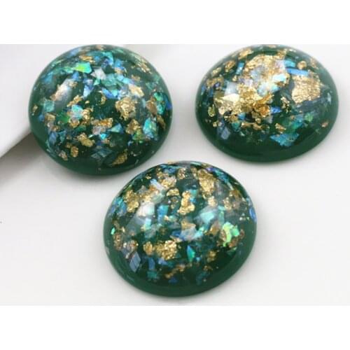 New Fashion 5pcs 25mm Green Color Shell Fashion Style Flat Back Resin Cabochons Cameo G4-09