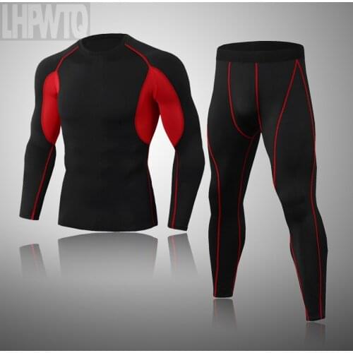New Men Thermal underwear 2 piece set Tights Compression Running Clothes For Men Winter long johns Male Warm tracksuit