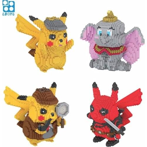 New Pokemon Building Blocks Compatible Cartoon Poke Anime Ball Pikachued Diamond Mini Building Blocks Pokemon Bricks Toy Game