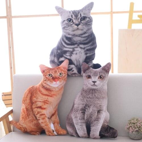1pc 50cm Simulation Plush Cat Pillows Soft Stuffed Animals Cushion Sofa Decor Cartoon Plush Toys for Children Kids Gift