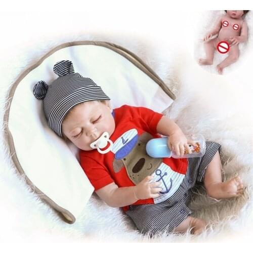 56Cm Rebirth Doll Full Silicone Baby And Clothes Boy Cute Sleeping Model Christmas Gift