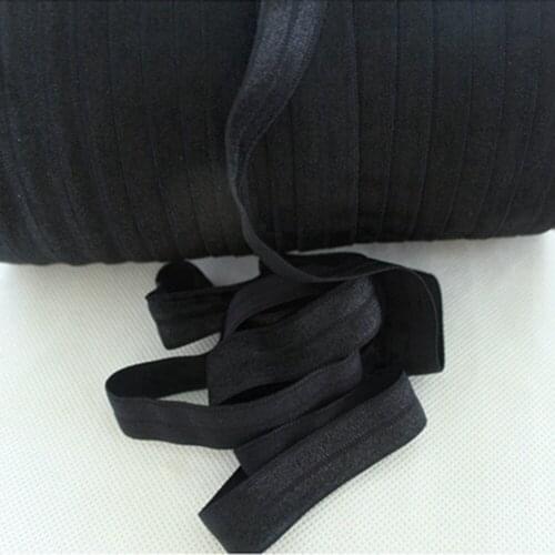 Popular solid foe elastic #030 black 5/8" Plain fold over elastic Webbing for Hair Tie DIY Head wear Gift Packaging Wrapping