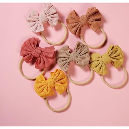 1 PC Winter Warm Ear Nylon Headwrap Girls' Crochet Headband Knitted Bow Hairband Hair Band Accessories