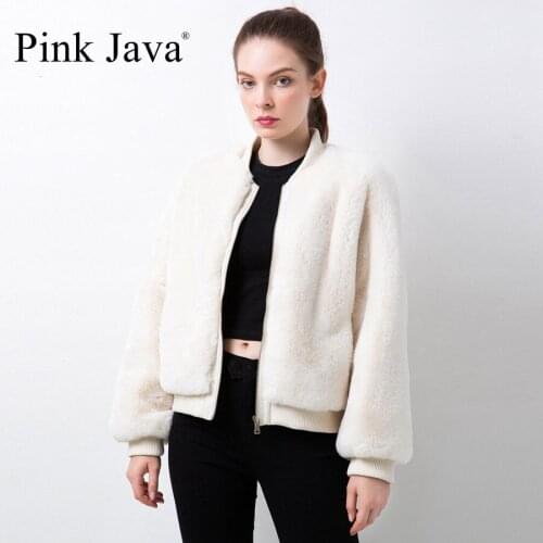 PINK JAVA QC20049 new arrival women winter coat faux fur jacket fake rabbit fur bomber jacket