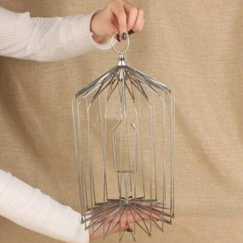 Silver Steel Appearing Bird Cage - Medium Size (Dove Appearing Cage), Magic Tricks,Stage Magic,Accessories,Illusions