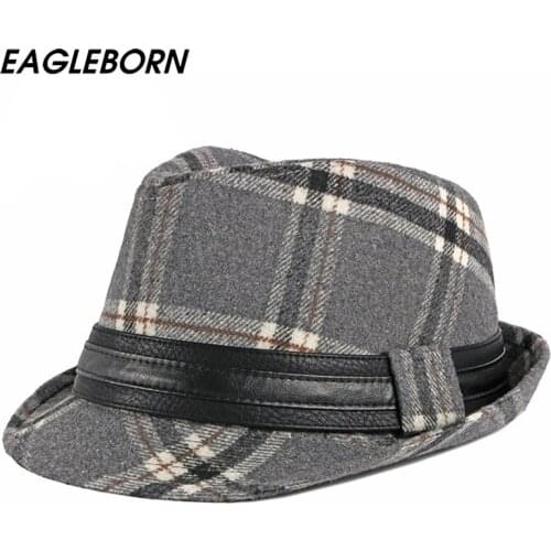 2020 Autumn Winter Men Women Fedoras Jazz Caps Leisure Lattice Fascinator Fedora Men Cap Hat Church Hats Vintage Hat Stripe Hat