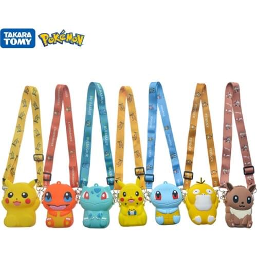 7Species Pokemon Pikachu Silicone Coin Purse Cartoon Messenger Bag Cute Fashion Anime Figure Shoulder Bag Toy For Children Gifts