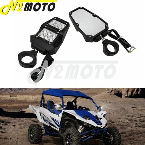 1.75" Motorcycle Led Spotlight Rear View Side Mirrors For Polaris RZR 1000 XP S Yamaha Honda UTV/ATV LED Spot Mirrors Light