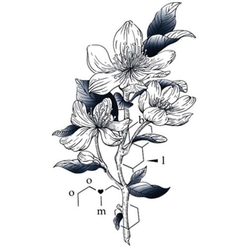 175MM×100MM tattoo stickers waterproof, long-lasting mechanical flower branch blooming ultra-realistic half-arm flower arm