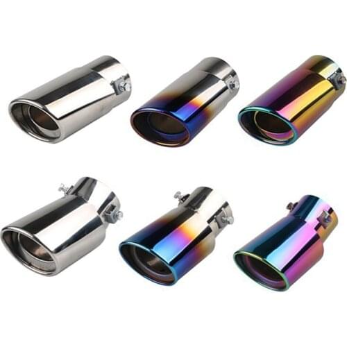 Universal Automobile Modified Muffler Silencer Car Exhaust Tip Stainless Steel Slant Rolled Tail Pipe Anti-resistance Repai
