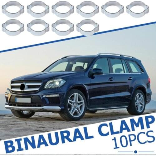 VODOOL 10pcs/set Double Ear Clamp Fuel Pipe Water Hose Clips Carbon Steel Hose Clamps Crimp Clips for Auto Fastener Accessories