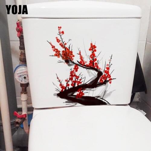 YOJA 19.7X23.1CM Classical Ink Plum Blossom Branch Fashion Toilet Seat Decor Home Wall Sticker T1-1413