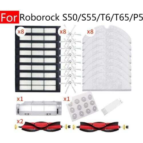 For Xiaomi Mijia Generation or Roborock S50 S55 T4 T6 T65 P5 Robot Vacuum Cleaner Parts Side Main Brush Cover Filter Accessories