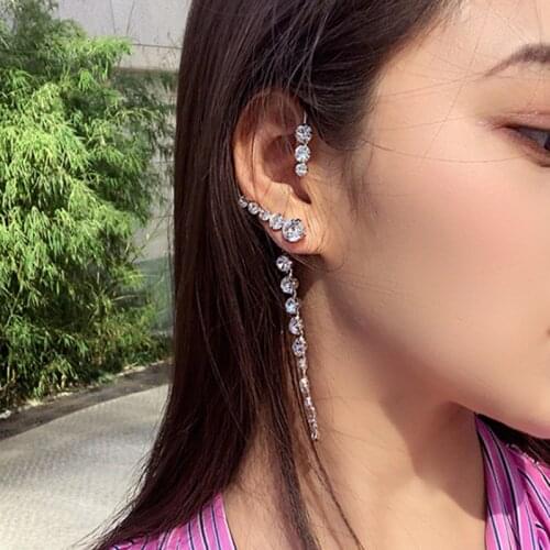1pc Big Ear Cuff Earrings Women 2020 New Statement Shinning Crystal Hanging Earrings Handmade Party Jewelry