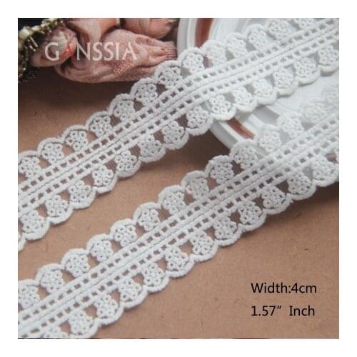 1YARD Width:4cm Flower Cotton Lace Trim Ivory White For Embroidered Ribbon Skirt Curtains Garment Patchwork Decoration(SS-2347)