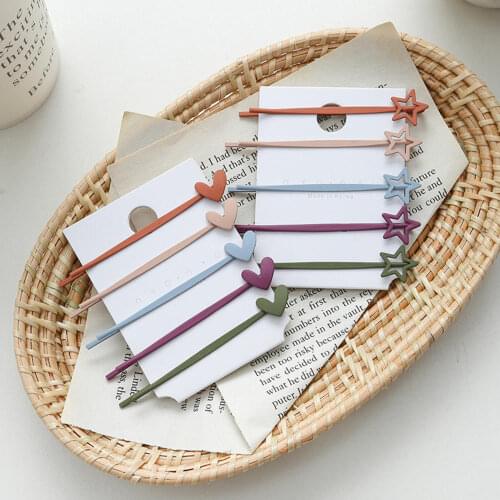 10pcs/set Stars Love Pattern Morandi Color Hair Clips For Women Girls Candy Hairpins Barrettes Hair Accessories Set