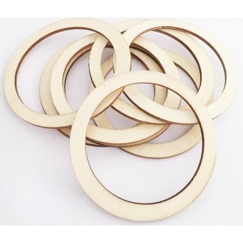100pcs 4-7.5cm Wooden Circles Round Rings Wood Cutouts Unfinished Wood Circles for DIY Crafts and Home Party Xmas Wedding Decor