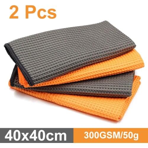 2Pcs Auto Wassen Handdoek Glas Reiniging Water Drogen Microfiber Window Schoon Vegen Auto Detailing Wafel Weave voor Keuken Bad