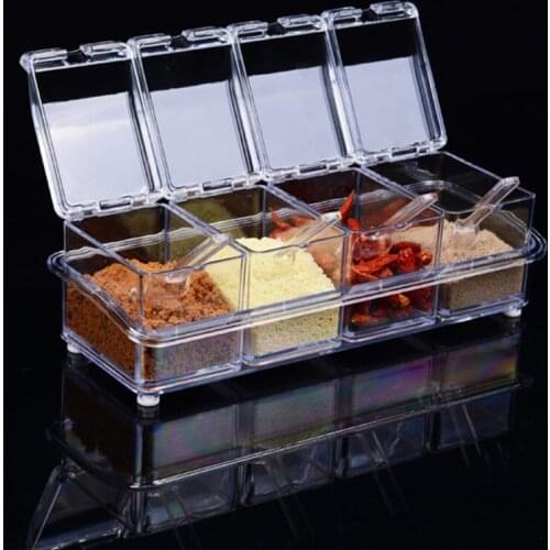 4 Piece/Set Hot Seasoning Jar Set Kitchen Condiment Box Acrylic Spices Storage Box Transparent Seasoning Boxes Storage Container