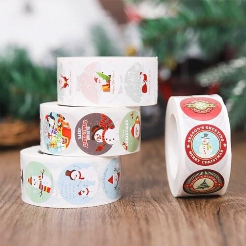 500Pcs Merry Christmas Stickers 500pcs Animals Snowman Trees Decorative Stickers Wrapping Gift Box Label Christmas Tags