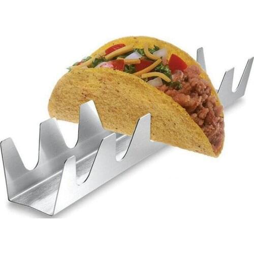 6-grid Stainless Steel Taco Holder Mexican Pancake Rack Tortillas Pancake Rack Wavy Burrito Rack Kitchen Baking Holder Accessory