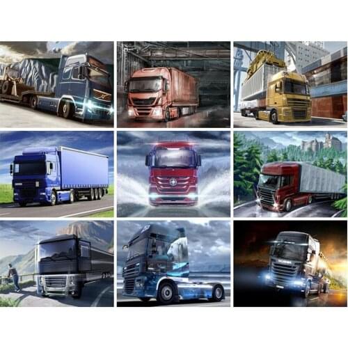 Diamond Painting Cool Truck Mosaic Diy Diamond Embroidery Cartoon Home Decoration 5d Full Square round Picture RhinestonesZP-794