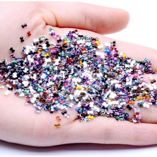 Bowknot 5g 1500pcs Acrylic Rhinestones Non Hotfix Glue On Loose Stones Flatback Beads For Nail Case DIY Decoration