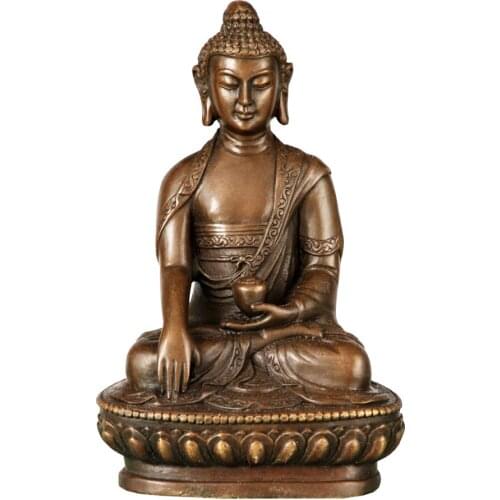 Bronze Sakyamuni Buddha Statue Sculpture Hot Cast Brass Collectible Figurine Art Home Decoration