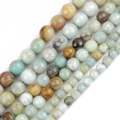 JHNBY Faceted amazonite beads Natural Stone Ore Round Loose beads ball 6/8/10MM Jewelry bracelet necklace making accessories DIY