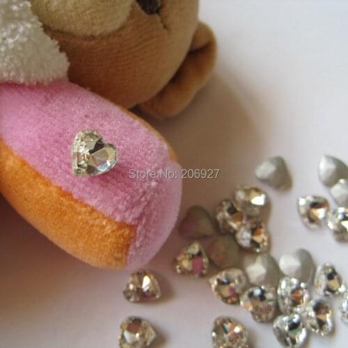 CG-01 5pcs Cute 8mm Glass Point-back Heart Crystal Gem Decoration Nail Art Decorations