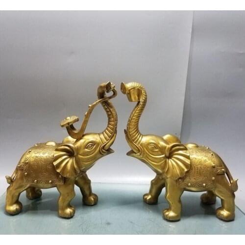 Pure copper Yuanbao Ruyi elephant ornament auspicious object marriage geomantic omen living room shop