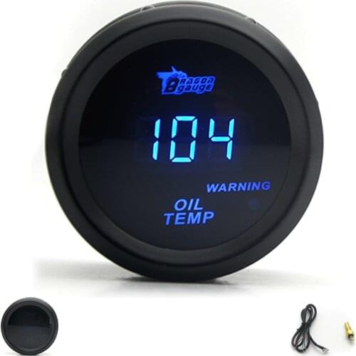 DRAGON GAUGE 52MM Oil Temp Gauge Black Color Digital Blue Led 40-150 C
