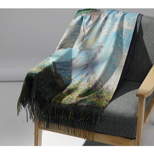 Designer Winter Cashmere Scarf Monet Oil Painting Umbrella Women Shawl Digital Print Pashmina Ladies Spring Blanket Scarf
