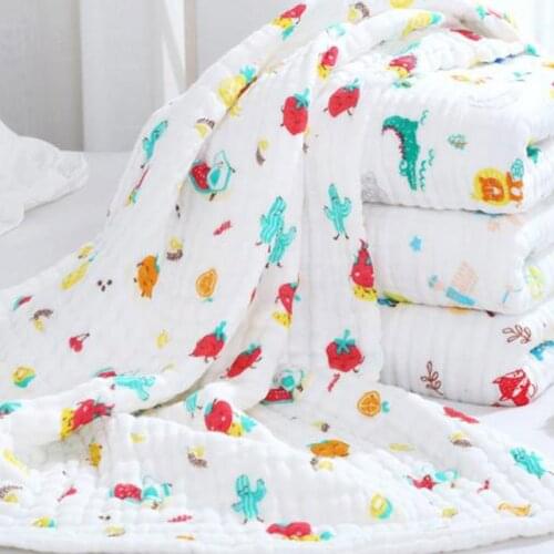 Baby Cotton Double Layer Crepe Printed Gauze Kid Saliva Towel Newborn Bath Towel