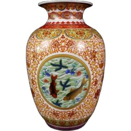China old porcelain Pastel fish algae pattern vases