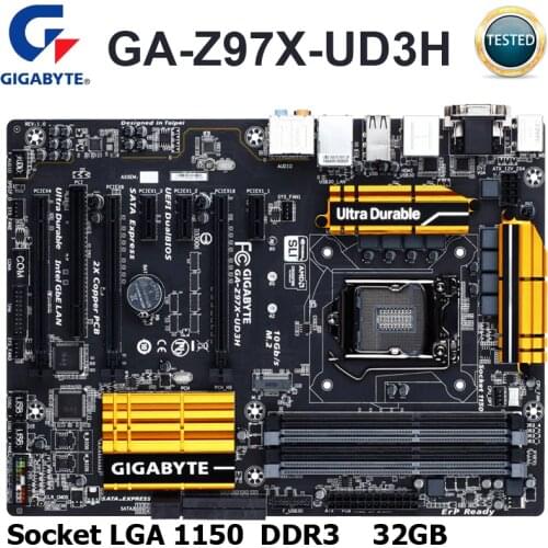 Gigabyte GA-Z97X-UD3H Motherboard LGA 1150 DDR3 USB3.0 32G For Intel Z97 Z97X-UD3H Desktop Mainboard ATX Systemboard 1150 Used