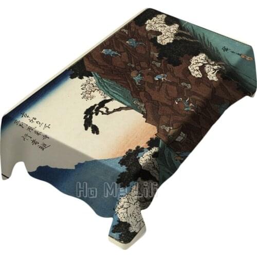 Tada Kawa Hiroshige 1797-1858 Ancient Painting Pilgrim Climbing The Mountain Temple Art Tablecloth Indoor And Outdoor Decoratio