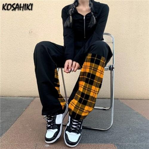 KOSAHIKI Women's Plaid Trousers