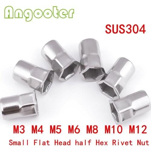 M3 M4 M5 M6 M8 M10 M12 A2 stainless steel Rivnut Small Flat Head Half Hex Body Rivet nut Insert Nutsert cap pull rivet nut