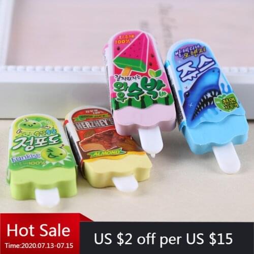 20 pcs Childrens Korean Stationery Ice Rod Style Rubber Set Lovely Creative Primary School Students Cultural Supplies