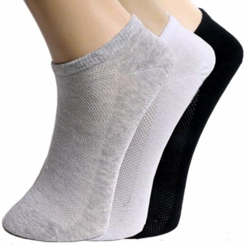 20pcs=10pair Unisex Socks Man Boy Lady Cotton Net Short Summer Calcetines Mujer White Black Grey Ankle Socks Net Hole Breathable