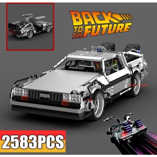 New 2583PCS Movie Time Travel Back To The Future 1985 Machine Racing Model Technical Building Blocks Sports Car Bricks Kids Gift