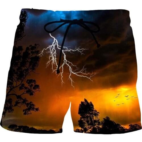 Lightning Graphic Beach Shorts For Men 3D Pattern Dusk Boardshorts Men/Women Short Pants