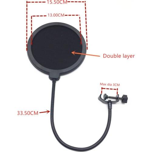 Blue Mantis Black Double Layer Studio Microphone Windscreen Pop Filter For Speaking Recorder Pop Filter For Broadcast Online